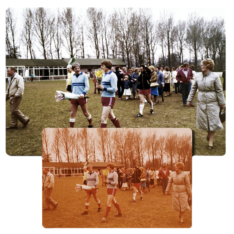 Voorbeeld van een oude foto en kleurcorrectie